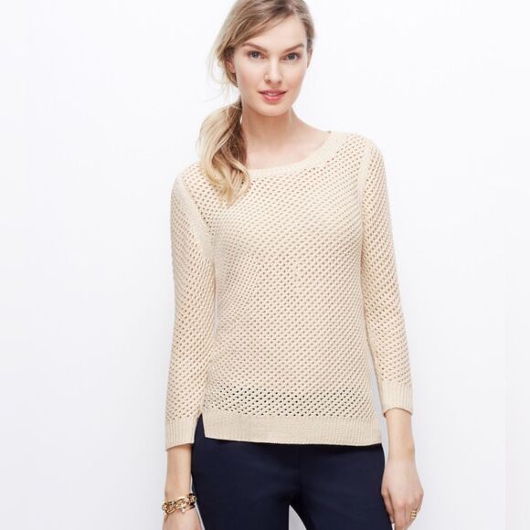 Ann Taylor ivory open knit sweater size XS - Picture 1 of 6